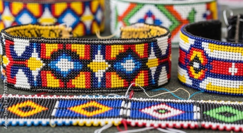 Handmade Maasai jewelry showcasing vibrant colors, traditional craftsmanship, and cultural artistry.
