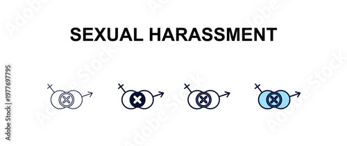 sexual harassment multi-style outline icon set - people concept. Thin line, regular, filled, colored sexual harassment icon