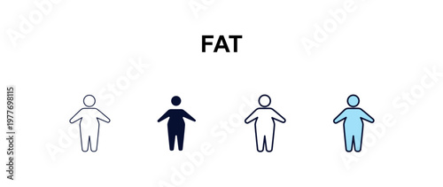 fat multi-style outline icon set - health and medical concept. Thin line, regular, filled, colored fat icon