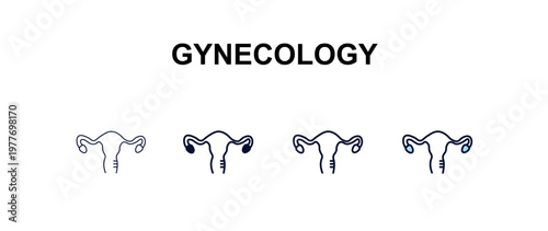 gynecology multi-style outline icon set - health and medical concept. Thin line, regular, filled, colored gynecology icon