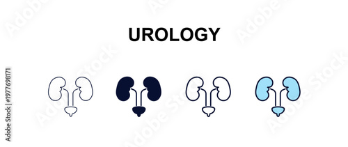 urology multi-style outline icon set - health and medical concept. Thin line, regular, filled, colored urology icon