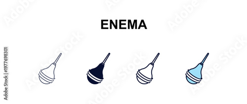 enema multi-style outline icon set - health and medical concept. Thin line, regular, filled, colored enema icon