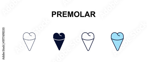 premolar multi-style outline icon set - medical concept. Thin line, regular, filled, colored premolar icon
