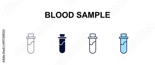 blood sample multi-style outline icon set - medical concept. Thin line, regular, filled, colored blood sample icon