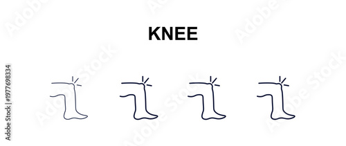 knee multi-style outline icon set - medical concept. Thin line, regular, filled, colored knee icon