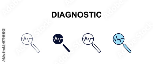 diagnostic multi-style outline icon set - medical concept. Thin line, regular, filled, colored diagnostic icon