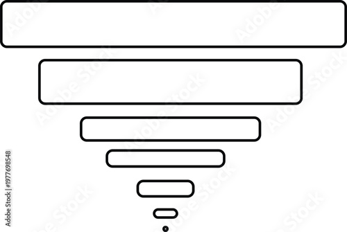Tableau sur toile Black and White Funnel Graphic with Decreasing Rectangles