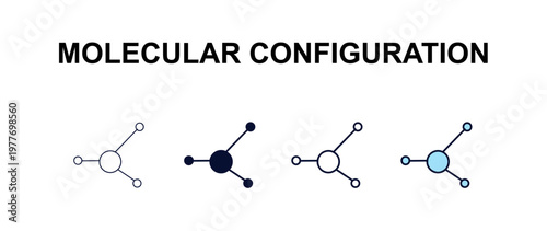 molecular configuration multi-style outline icon set - medical concept. Thin line, regular, filled, colored molecular configuration icon