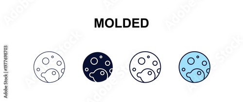 molded multi-style outline icon set - kitchen concept. Thin line, regular, filled, colored molded icon