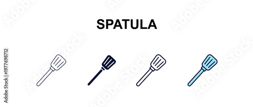 spatula multi-style outline icon set - kitchen concept. Thin line, regular, filled, colored spatula icon
