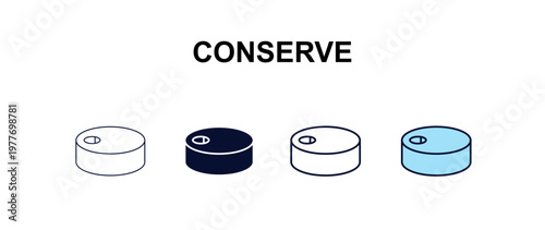 conserve multi-style outline icon set - kitchen concept. Thin line, regular, filled, colored conserve icon