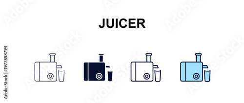 juicer multi-style outline icon set - kitchen concept. Thin line, regular, filled, colored juicer icon