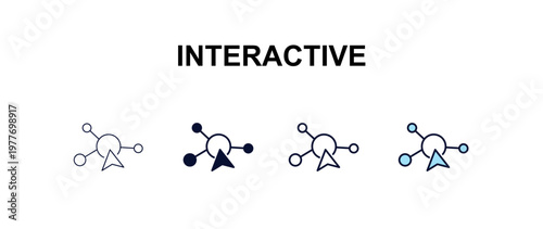 interactive multi-style outline icon set - internet security concept. Thin line, regular, filled, colored interactive icon