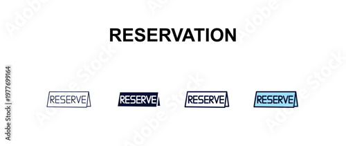reservation multi-style outline icon set - hotel concept. Thin line, regular, filled, colored reservation icon