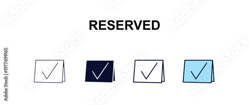 reserved multi-style outline icon set - hotel concept. Thin line, regular, filled, colored reserved icon