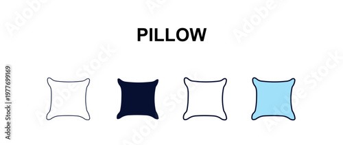 pillow multi-style outline icon set - hotel concept. Thin line, regular, filled, colored pillow icon