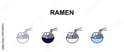ramen multi-style outline icon set - hotel concept. Thin line, regular, filled, colored ramen icon
