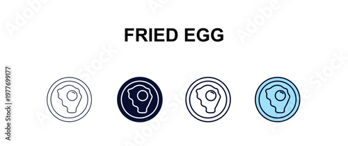 fried egg multi-style outline icon set - hotel concept. Thin line, regular, filled, colored fried egg icon