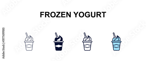 frozen yogurt multi-style outline icon set - hotel concept. Thin line, regular, filled, colored frozen yogurt icon