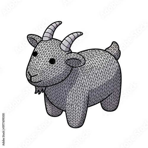 Knitted Goat Illustration - A Charming and Cozy Animal Design.