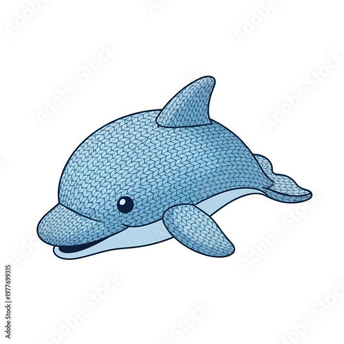 Illustration of a Blue Dolphin with a Friendly Expression.
