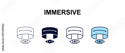 immersive multi-style outline icon set - ai and tech concept. Thin line, regular, filled, colored immersive icon