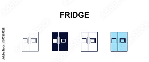 fridge  multi-style outline icon set - furniture concept. Thin line, regular, filled, colored fridge  icon