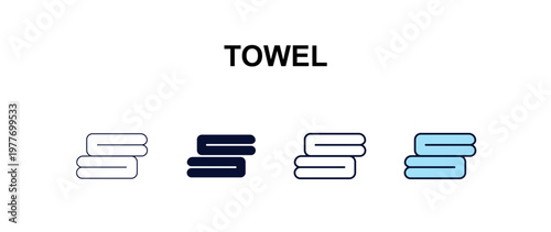 towel  multi-style outline icon set - furniture concept. Thin line, regular, filled, colored towel  icon