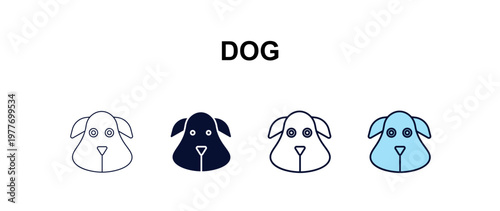 dog  multi-style outline icon set - furniture concept. Thin line, regular, filled, colored dog  icon