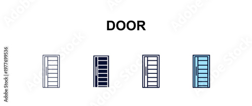 door  multi-style outline icon set - furniture concept. Thin line, regular, filled, colored door  icon