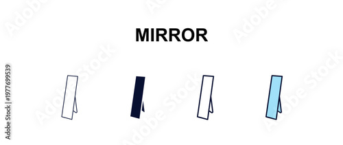 mirror  multi-style outline icon set - furniture concept. Thin line, regular, filled, colored mirror  icon