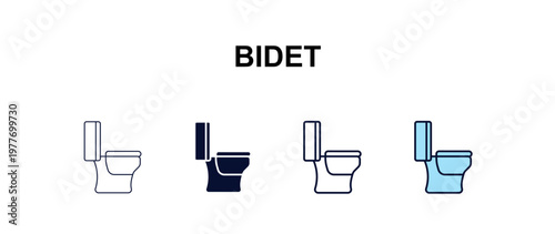 bidet  multi-style outline icon set - furniture concept. Thin line, regular, filled, colored bidet  icon