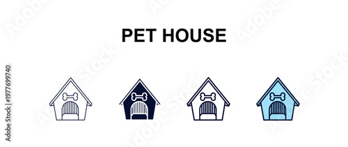 pet house  multi-style outline icon set - furniture concept. Thin line, regular, filled, colored pet house  icon
