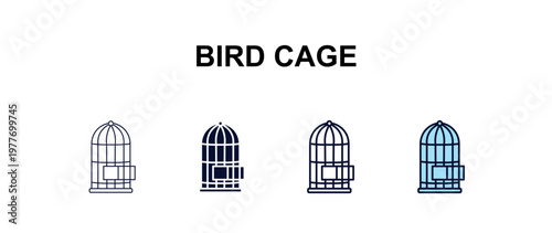 bird cage  multi-style outline icon set - furniture concept. Thin line, regular, filled, colored bird cage  icon
