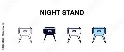 night stand  multi-style outline icon set - furniture concept. Thin line, regular, filled, colored night stand  icon