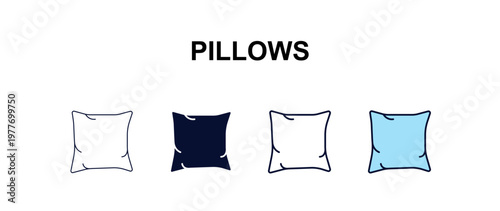 pillows  multi-style outline icon set - furniture concept. Thin line, regular, filled, colored pillows  icon