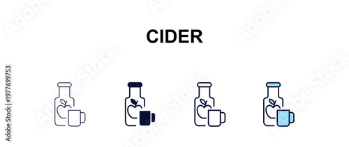 cider  multi-style outline icon set - food concept. Thin line, regular, filled, colored cider  icon