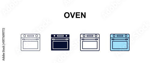 oven  multi-style outline icon set - furniture concept. Thin line, regular, filled, colored oven  icon