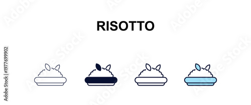risotto  multi-style outline icon set - food concept. Thin line, regular, filled, colored risotto  icon