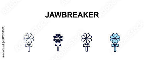 jawbreaker  multi-style outline icon set - food concept. Thin line, regular, filled, colored jawbreaker  icon