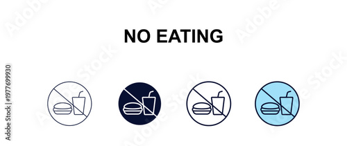 no eating  multi-style outline icon set - food concept. Thin line, regular, filled, colored no eating  icon
