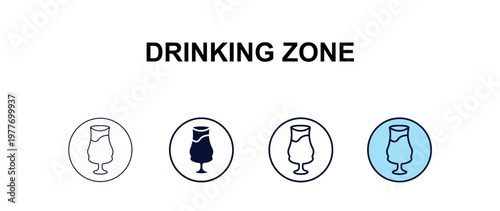 drinking zone  multi-style outline icon set - food concept. Thin line, regular, filled, colored drinking zone  icon