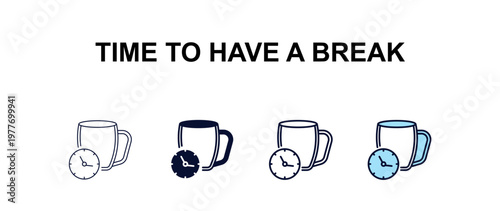 time to have a break  multi-style outline icon set - food concept. Thin line, regular, filled, colored time to have a break  icon