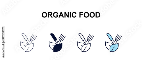 organic food  multi-style outline icon set - food concept. Thin line, regular, filled, colored organic food  icon