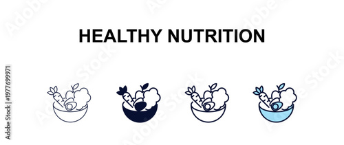 healthy nutrition  multi-style outline icon set - food concept. Thin line, regular, filled, colored healthy nutrition  icon
