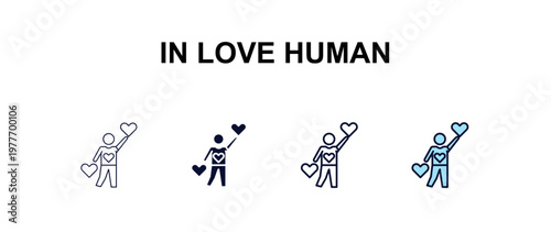 in love human multi-style outline icon set - feelings concept. Thin line, regular, filled, colored in love human icon