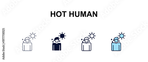 hot human multi-style outline icon set - feelings concept. Thin line, regular, filled, colored hot human icon