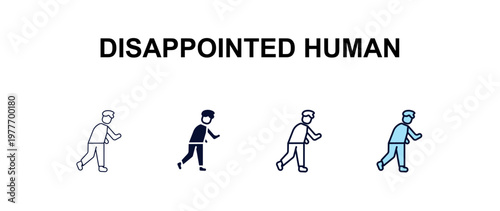 disappointed human multi-style outline icon set - feelings concept. Thin line, regular, filled, colored disappointed human icon