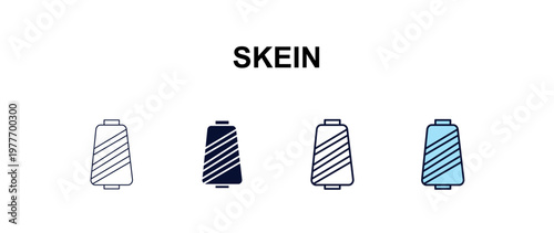 skein multi-style outline icon set - fashion concept. Thin line, regular, filled, colored skein icon