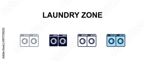 laundry zone multi-style outline icon set - fashion concept. Thin line, regular, filled, colored laundry zone icon